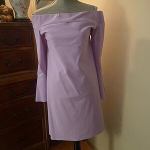 Chiara Boni la Petite robe ruffle sleeve off shoulder purple midi dress size 50